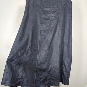 Richard Malcolm Black Linen Flare A Line Midi Skirt Lined Chic Summer Casual 12